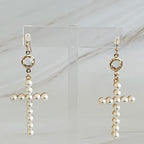 Pearl Cross Dangle Earrings | Christian Jewelry