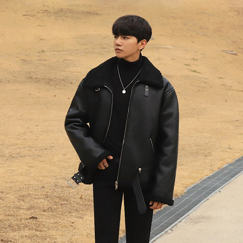 Men's Loose Fleece Lamb Fur Jacket