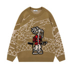 American Street Fashion Jacquard Round Neck Sweater