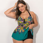 2020 Plus Size Swimwear with Skirt Print Design