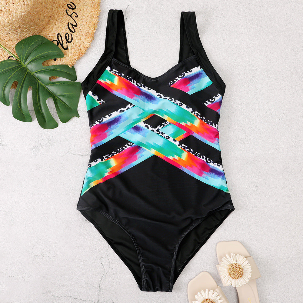 Women's Black Polyester Bikini Swimsuit