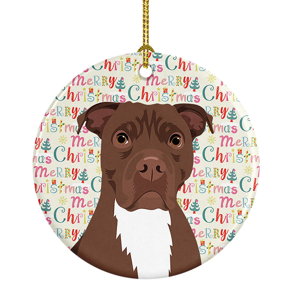 Pit Bull Chocolate Christmas Ceramic Ornament