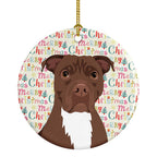 Pit Bull Chocolate Christmas Ceramic Ornament