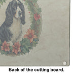 Welsh Springer Spaniel Christmas Flowers Glass Cutting Board