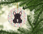 Merry Christmas French Bulldog Brindle Ceramic Ornament