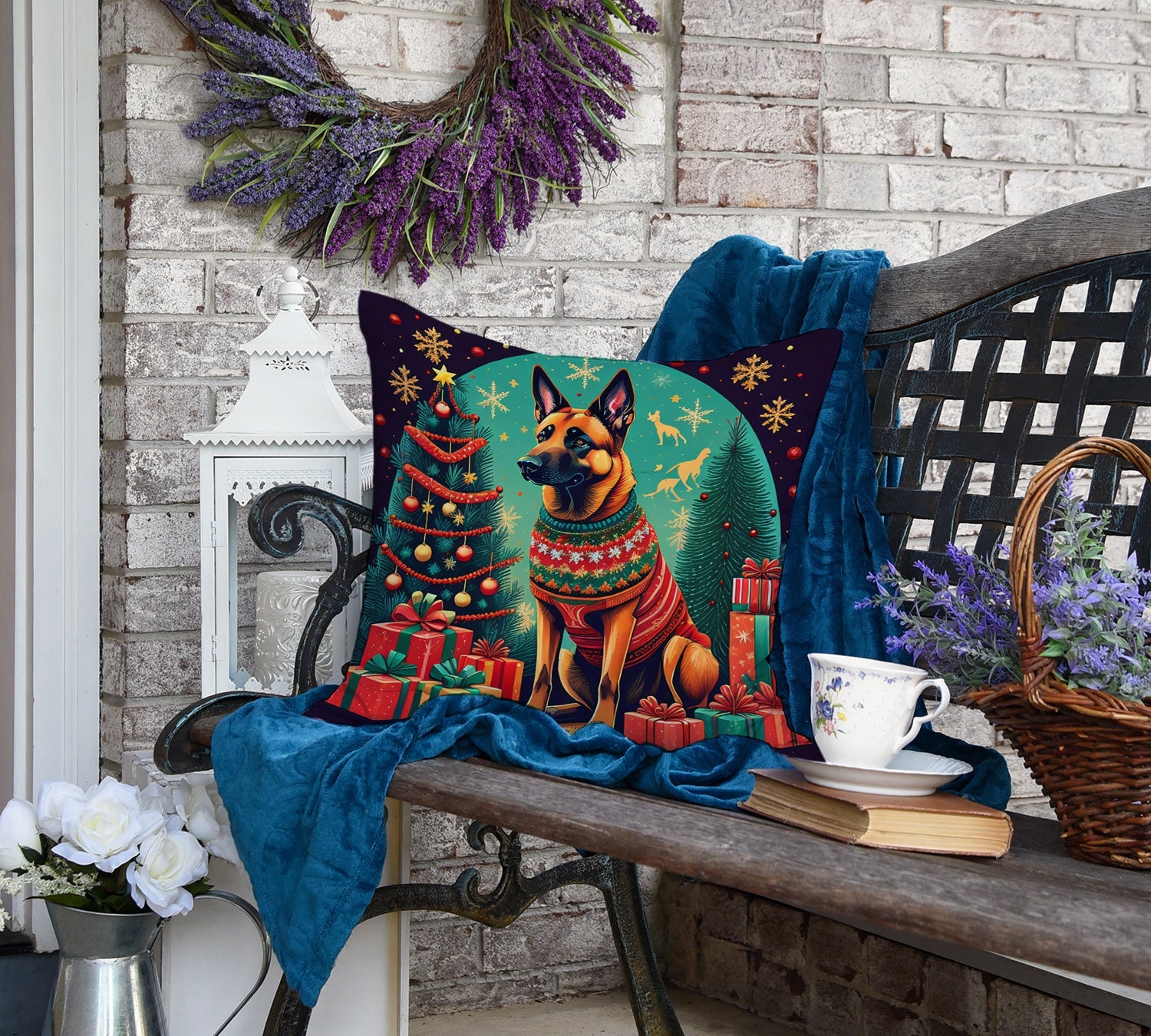 Belgian Malinois Christmas Throw Pillow