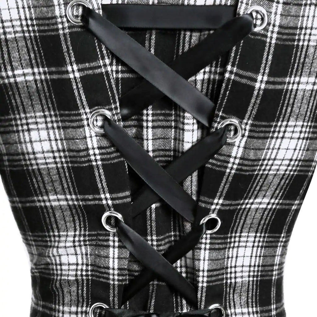 New Women's Winter Plaid Coat with Hood and Belt