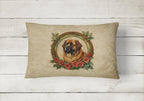 Leonberger Christmas Flowers Throw Pillow