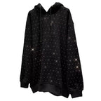 Rhinestone Shiny Loose Pullover Hoodie | Streetwear