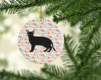 Russian White Black #1 Cat Christmas Ceramic Ornament