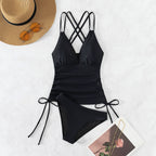 Fashionable Solid Color Camisole One-Piece Swimsuit