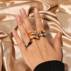 High Polished Stainless Steel Punk Cross Connection Ring