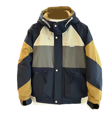 Korean Patchwork Contrast Color Bomber Jacket for Men