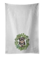 Rottweiler Puppy Christmas Wreath Kitchen Towel Set of 2