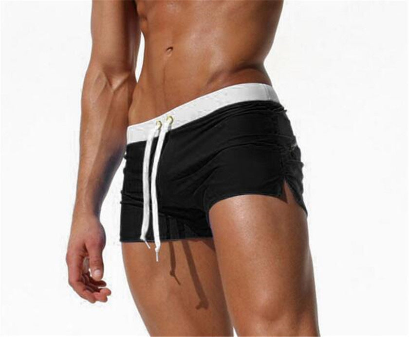 Men's Low-Waist Quick-Dry Square-Leg Swim Trunks