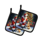 Akita and Santa Claus Pair of Pot Holders