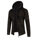 Slim Fit Hooded Plaid Knit Jacket for Men