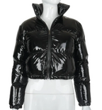 Zip Mirror Leather Warm Quilted Jacket