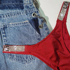 High-Waisted Rhinestone Thong for Fitness and Style