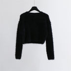 Solid Color Round Neck Pullover Sweater for Women | Streetwear