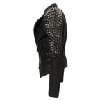 Short Motorcycle Leather Jacket for Women - Punk Style