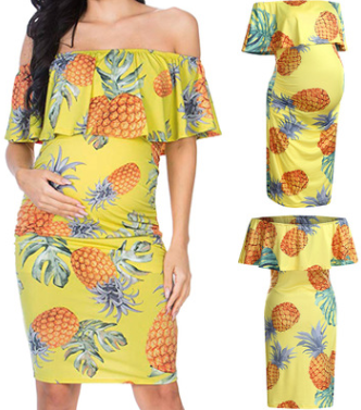 Floral Off-Shoulder Maternity Dress for Women