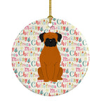 Merry Christmas Fawn Boxer Ceramic Ornament