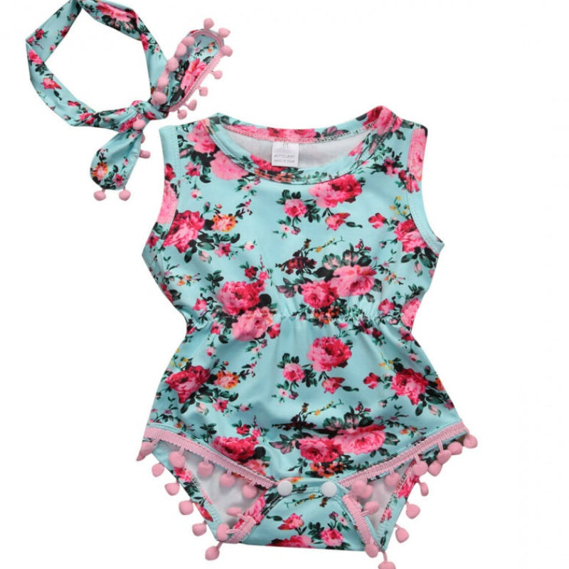 Baby Girl Summer Sleeveless Bodysuit Outfit