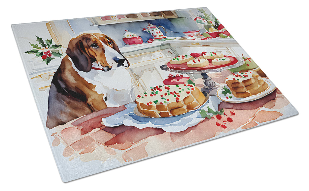 Basset Hound Christmas Cookies Glass Cutting Board