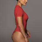 Women's Summer Solid Color Short Sleeve Bodysuit Jumpsuit