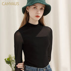 Spring Women's Sexy Mesh Turtleneck Bottoming Shirt