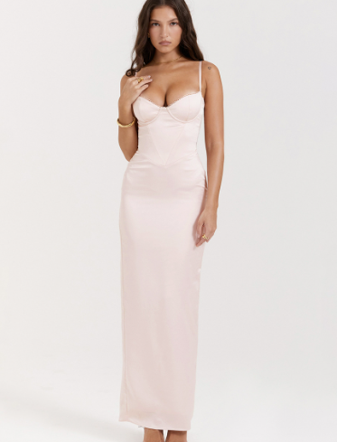 Satin Cami Corset Maxi Bridesmaid Dress (One Piece)