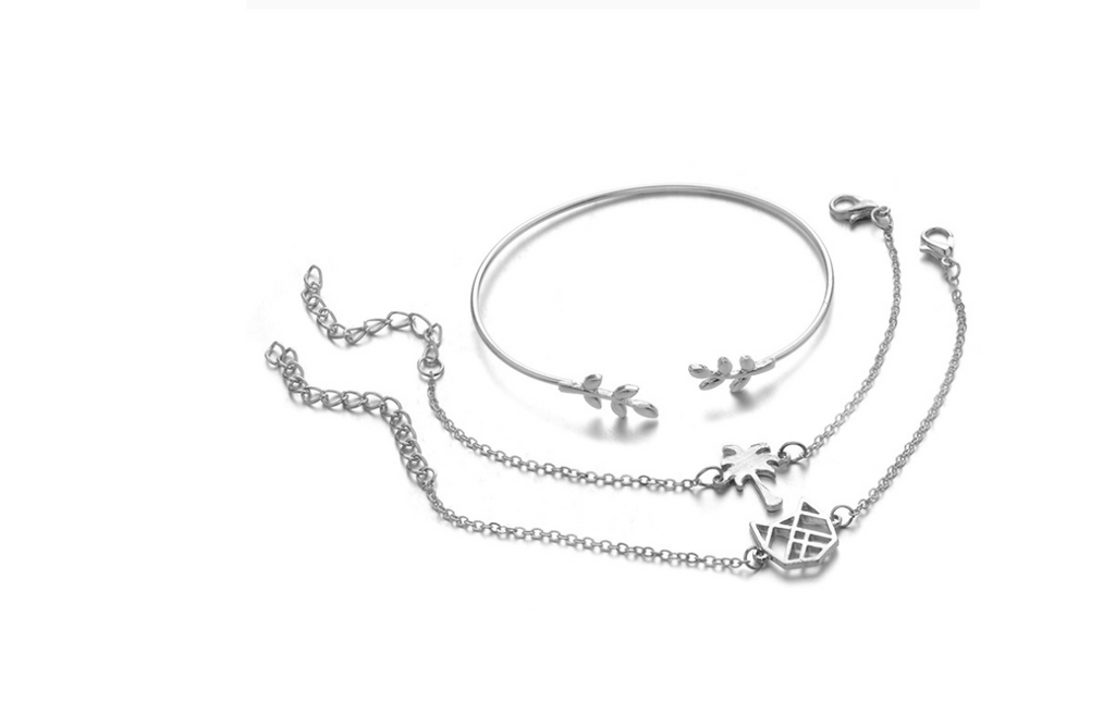 Coconut Tree and Cat Charm Bracelet and Bangle