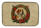 English Foxhound Christmas Flowers Dish Drying Mat