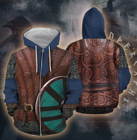Viking Warrior 3D Printed Hoodie and Long Sleeve T-shirt | Streetwear