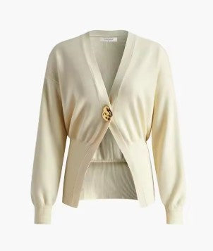 One Buckle Long Sleeves Knitted Cardigan