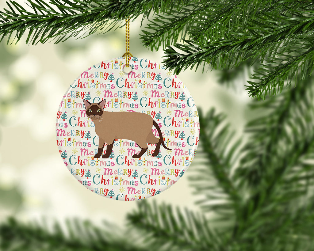 Burmese Cat Christmas Ceramic Ornament