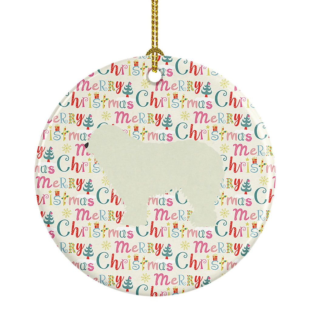 Komondor Merry Christmas Ceramic Ornament