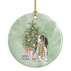 Cavalier Spaniel Tricolor Christmas Presents and Tree Ceramic Ornament
