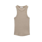 Retro American Style Ribbed Tank Top for Women