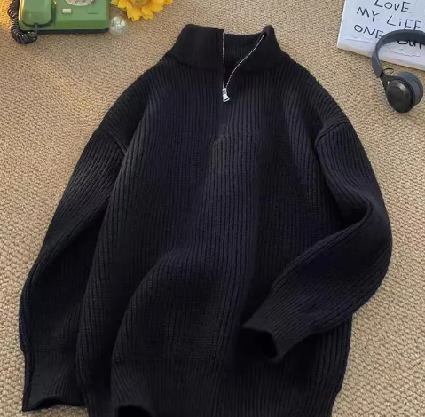 Men's Half Zip Turtleneck Knitting Sweater