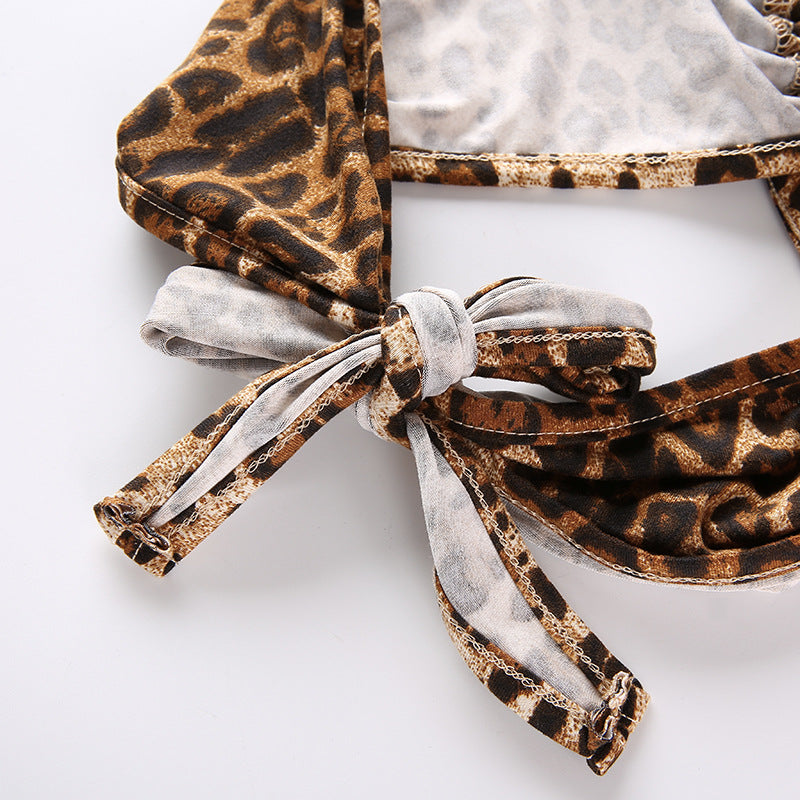Leopard Print V-Neck Backless Lingerie Set (Style 2088)