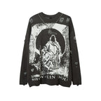 Oversized Pullover Sweater with Ripped Hip-hop Style | Streetwear