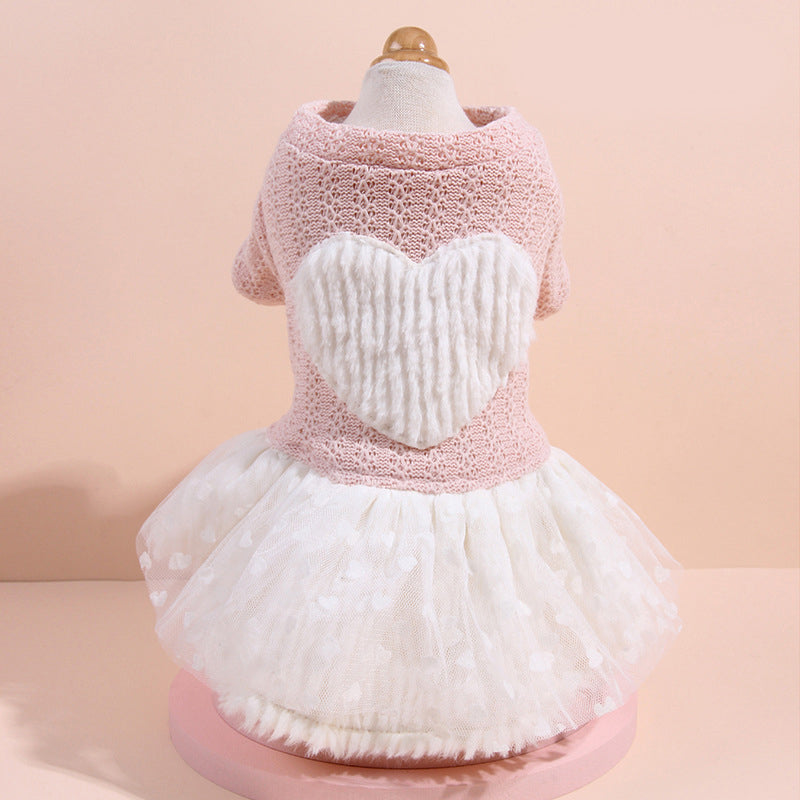 Thick Wool Knitted Love Skirt for Cute Dogs