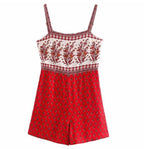 Summer Paisley Floral Print Bodysuit Jumpsuit for Women