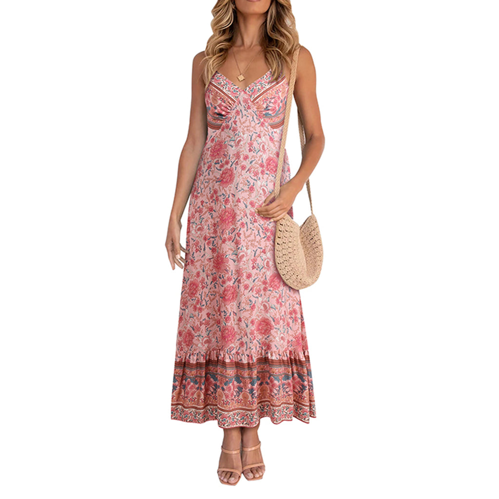 2021 Women's Casual Boho Floral V-Neck Summer Dress