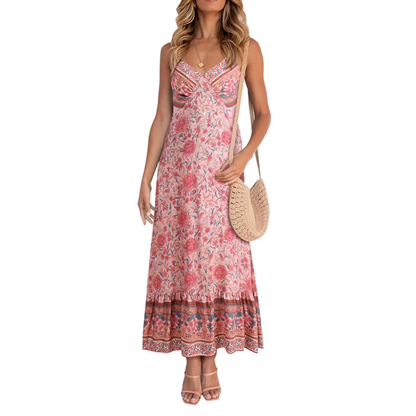 2021 Women's Casual Boho Floral V-Neck Summer Dress