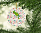 Ring-Necked Parakeet Christmas Ceramic Ornament