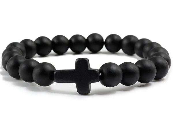 Lava Stone Cross Bracelet