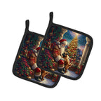 Brussels Griffon and Santa Claus Pair of Pot Holders
